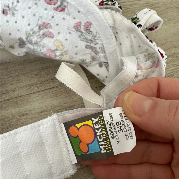 NWOT  Bundle of 2 Disney MICKEY UNLIMITED underwire Bra 100% cotton Vintage 34B - Picture 5 of 5